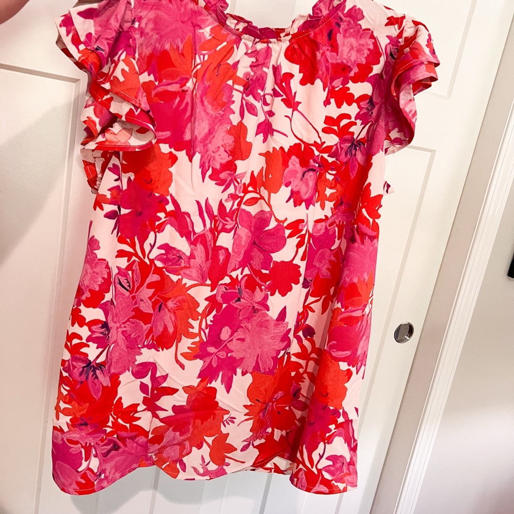Floral Ruffle Sleeve Blouse